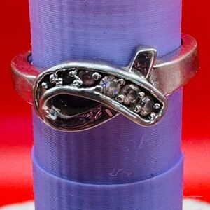 Pink Rhinestone Ribbon Ring